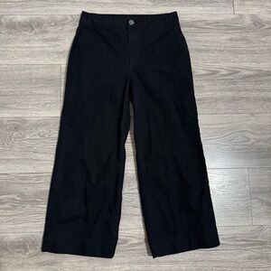 Old Navy Women Black High Rise Wide Leg Chinos Pants Size 2 Petite Cotton Blend